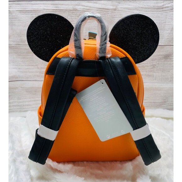 Loungefly Disney Mickey Mouse Pumpkin Halloween Cosplay Mini Backpack NWT - Picture 3 of 7
